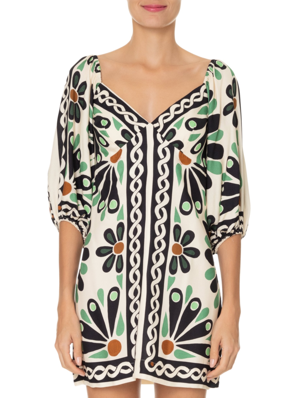 Vestido Curto Florejo Bege Farm