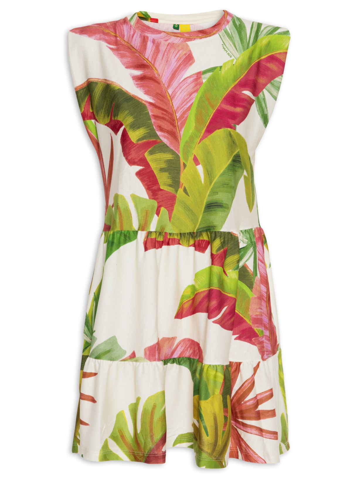 Vestido Curto Floresta De Cor - Bege