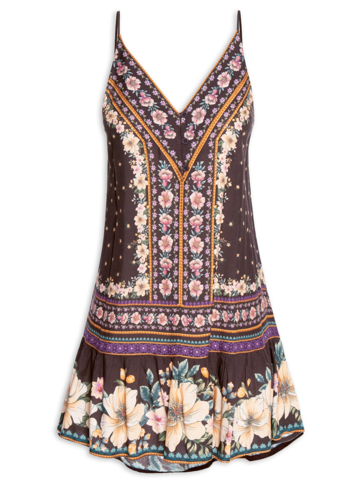 Vestido Curto Flori - Marrom