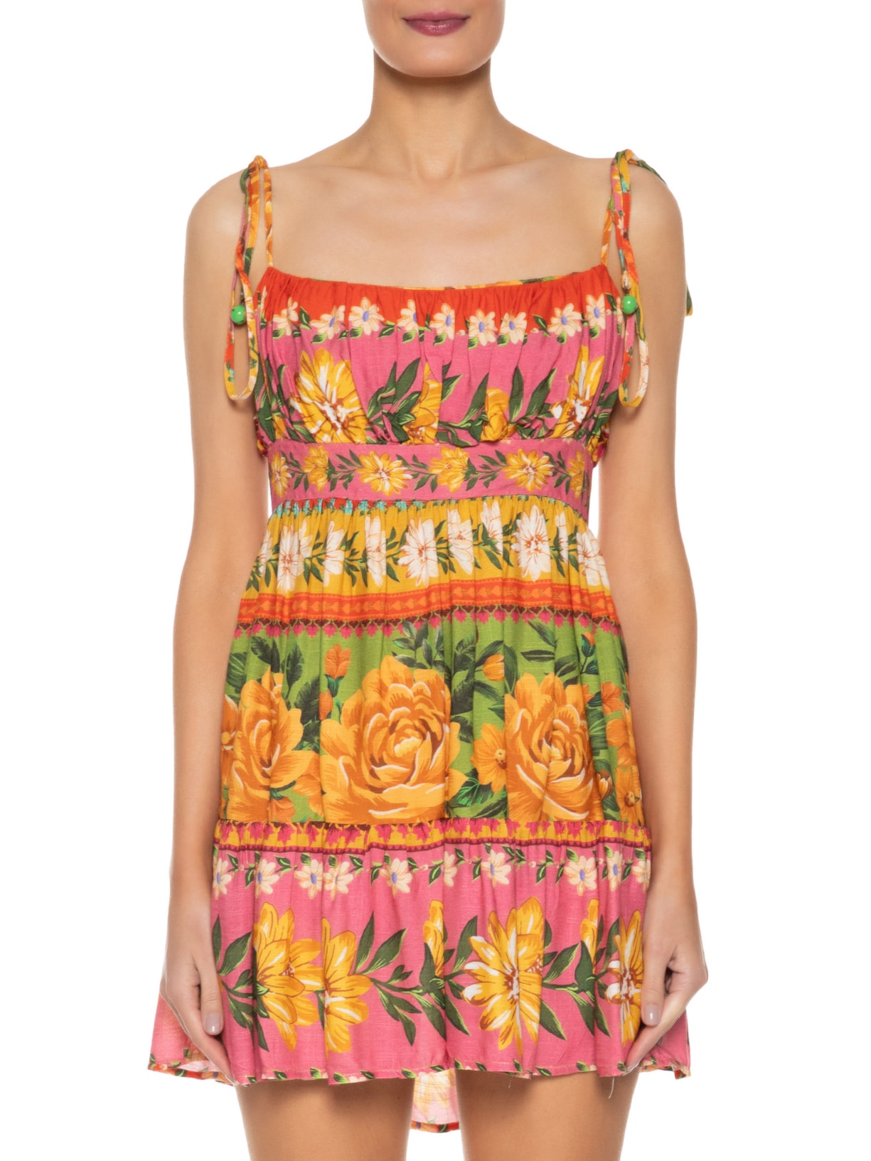 Vestido Curto Flori Rosa Farm