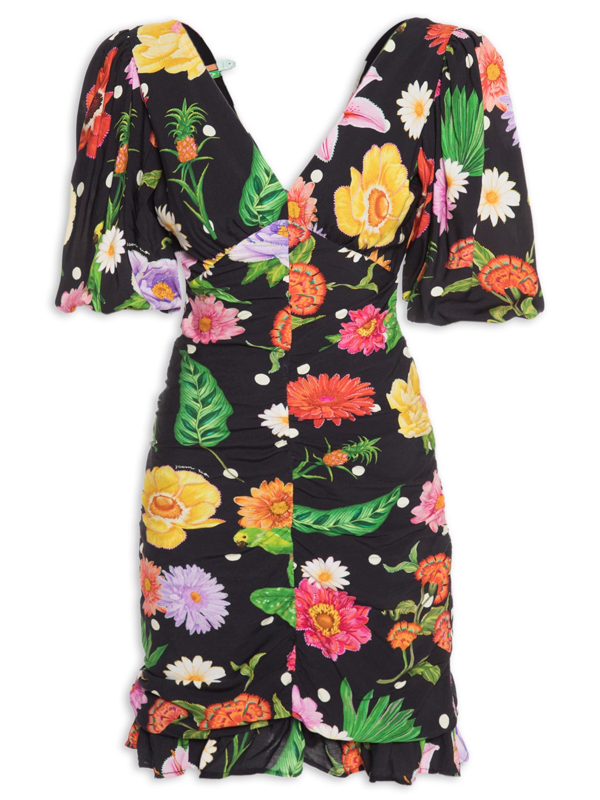 Vestido Curto Floricultura - Preto