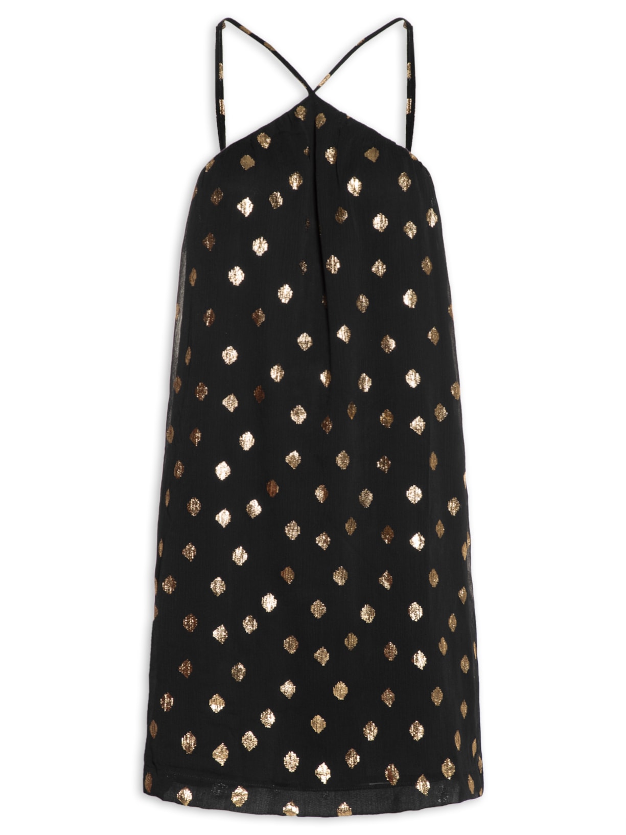 Vestido Curto Foil Oriental - Preto