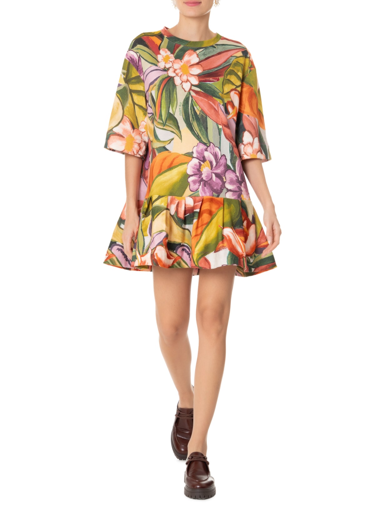 Vestido Curto Folhagem de Inverno Farm Verde