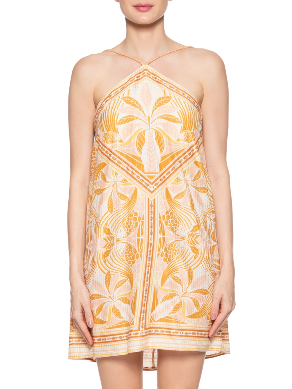 Vestido Curto Foz Bege  Farm