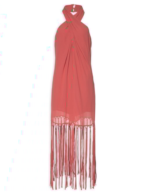Vestido Curto Franjas - Rosa