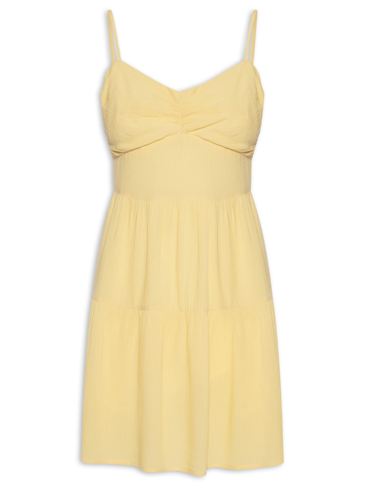 Vestido Curto Franzido - Amarelo