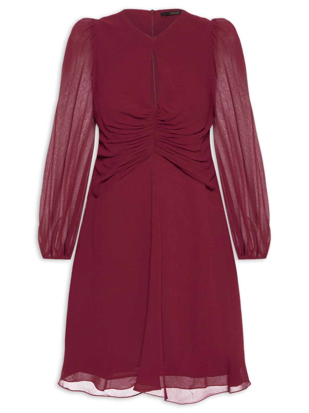 Vestido Curto Franzido Bruna - Vinho