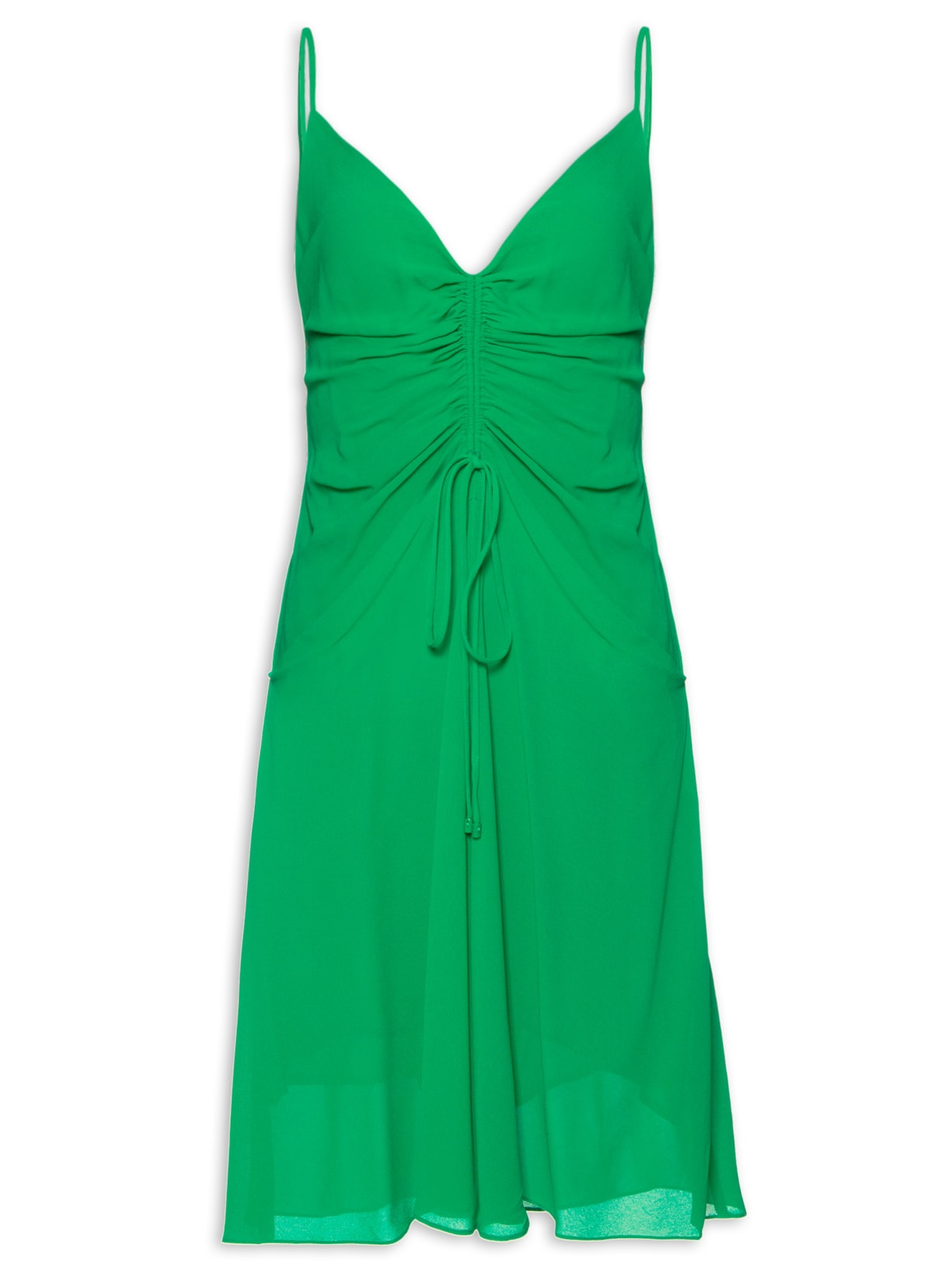 Vestido Curto Franzido Frente - Verde