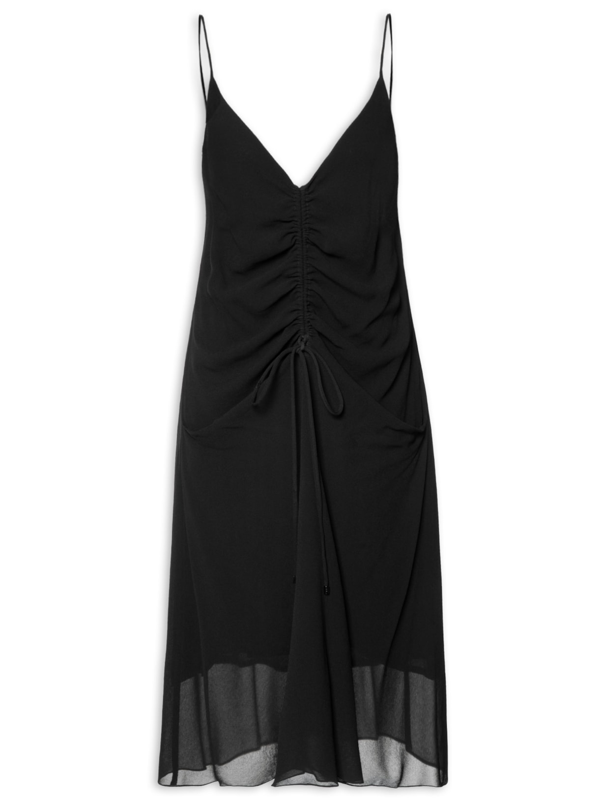 Vestido Curto Franzido - Preto