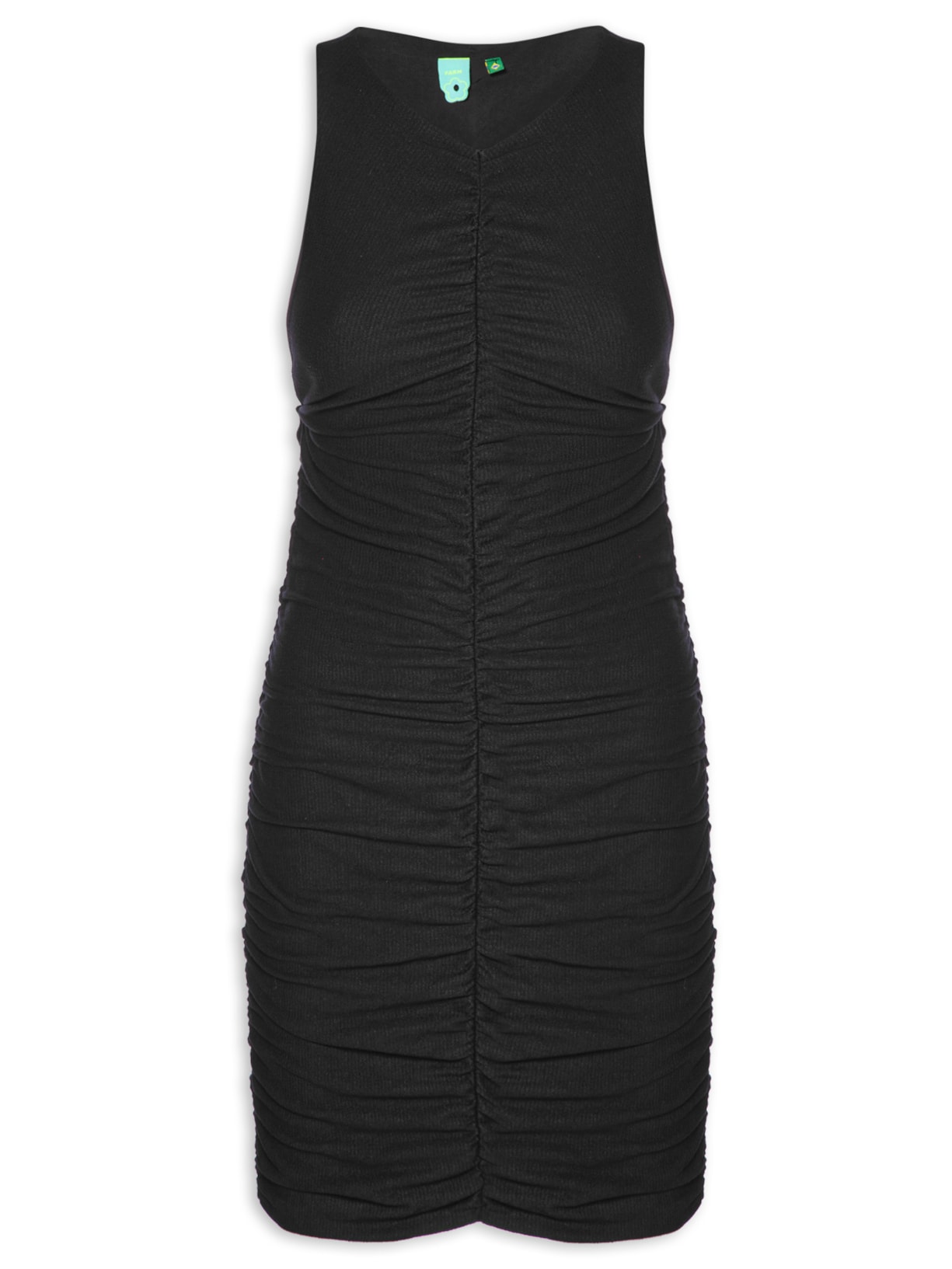 Vestido Curto Franzido - Preto