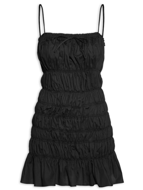 Vestido Curto Franzido - Preto