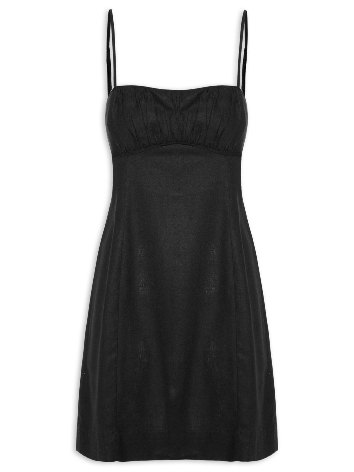 Vestido Curto Franzido - Preto