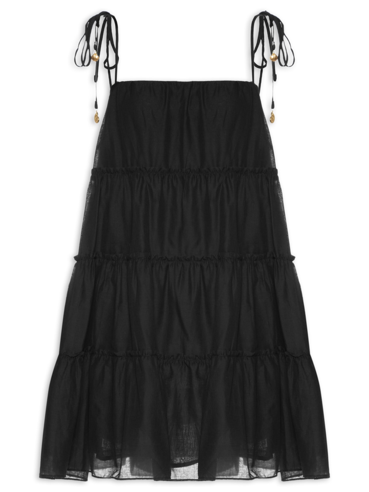 Vestido Curto Franzido - Preto
