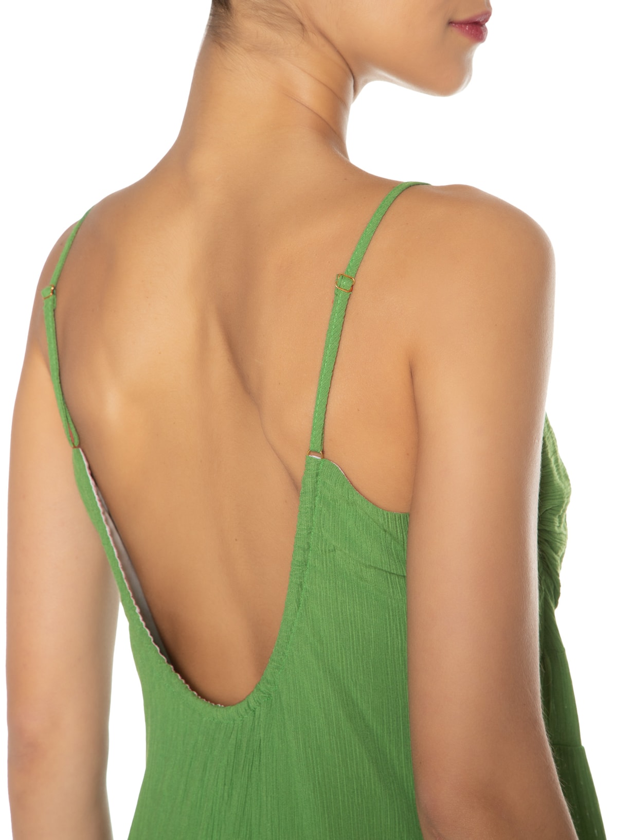 Vestido Curto Franzido Verde Maria Filó