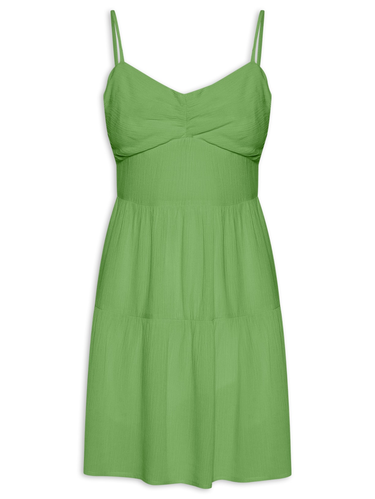 Vestido Curto Franzido Verde Maria Filó