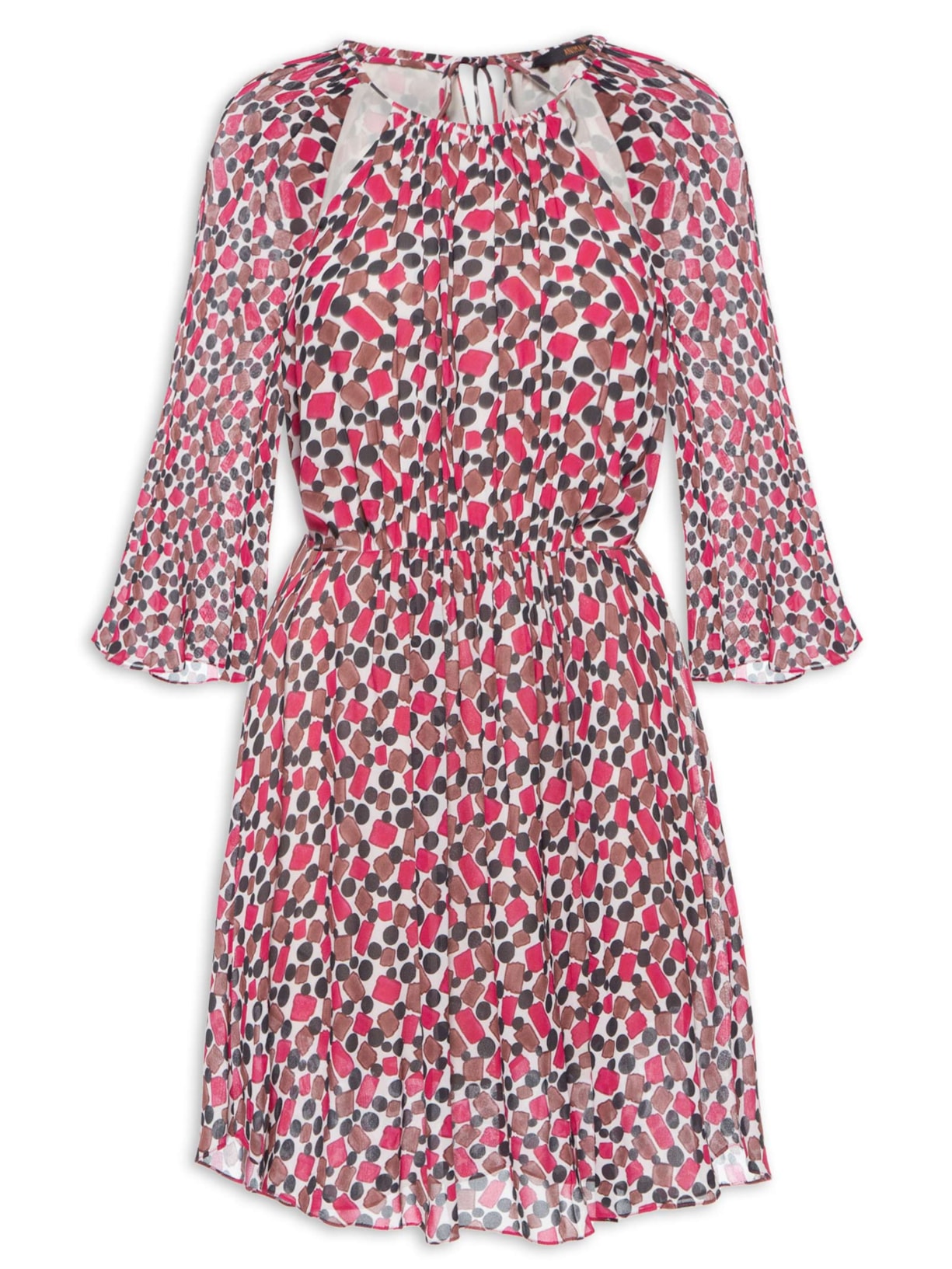 Vestido Curto Franzidos Fig Goma - Rosa