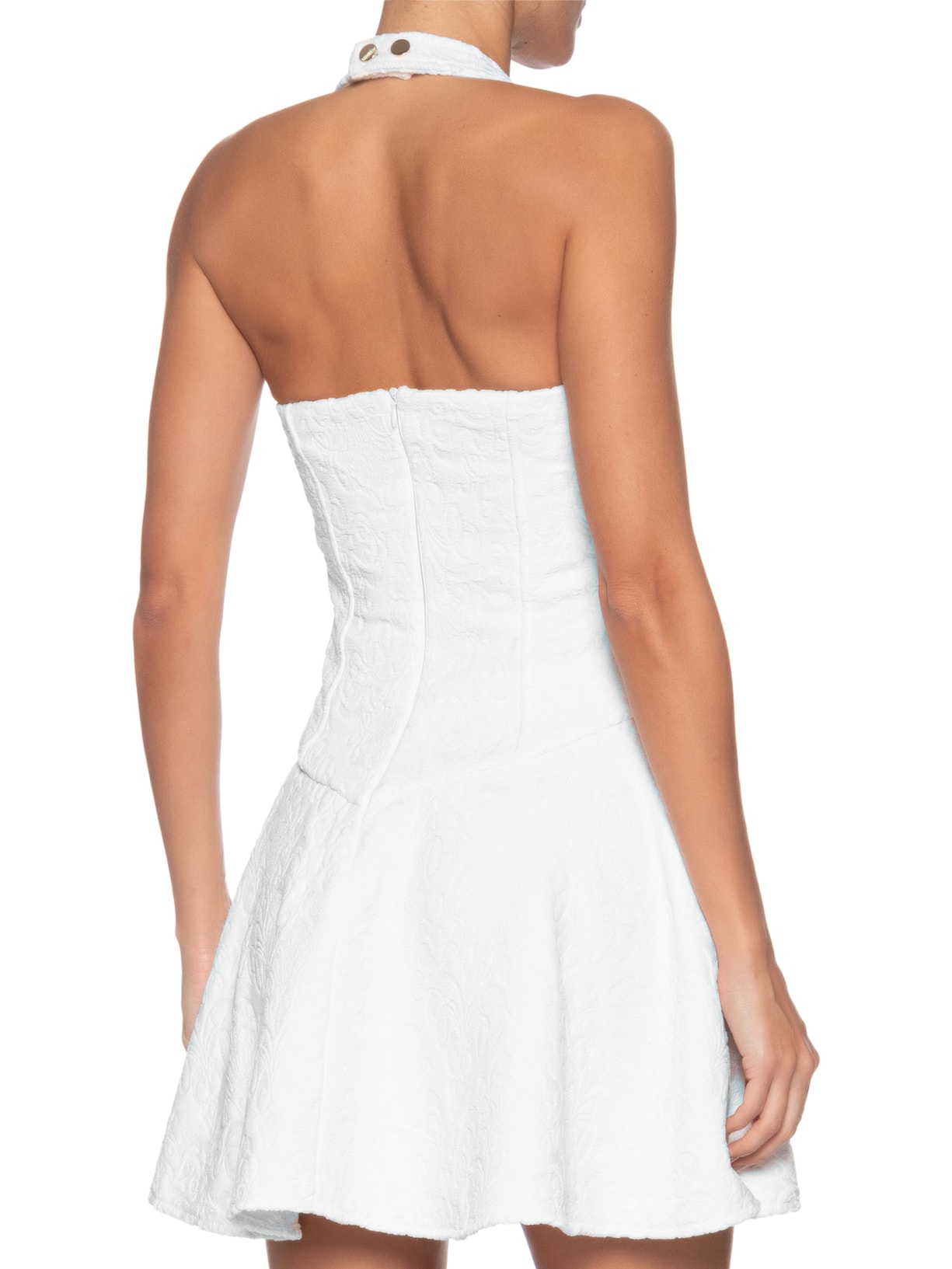 Vestido Curto Frente Única Em Jacquard Branco '2Essential
