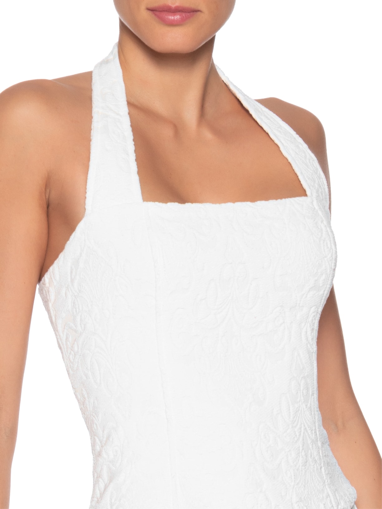 Vestido Curto Frente Única Em Jacquard Branco '2Essential