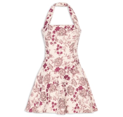 Vestido Curto Frente Única Em Jacquard - Rosa