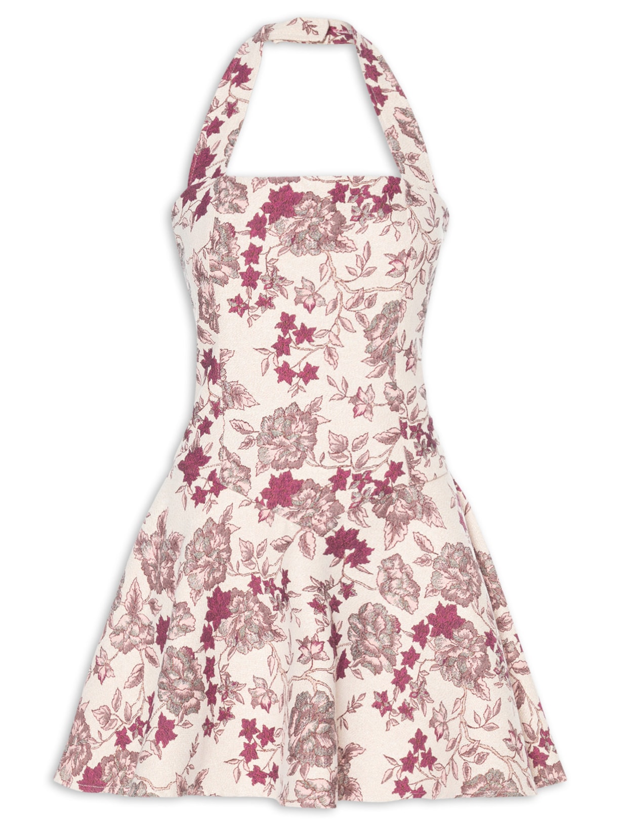 Vestido Curto Frente Única Em Jacquard - Rosa