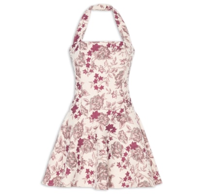 Vestido Curto Frente Única Em Jacquard - Rosa