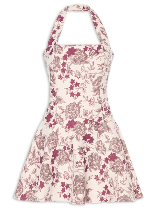 Vestido Curto Frente Única Em Jacquard - Rosa