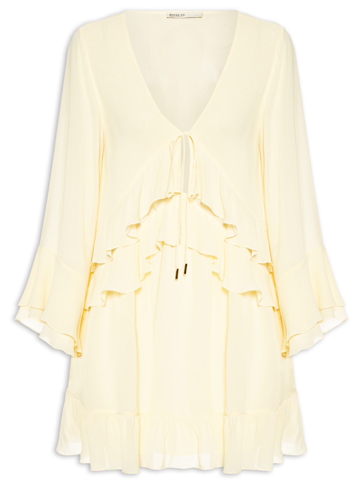 Vestido Curto GGT Babados Amarelo Dress To