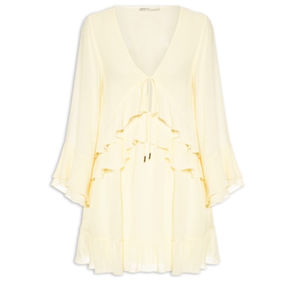 Vestido Curto GGT Babados - Amarelo