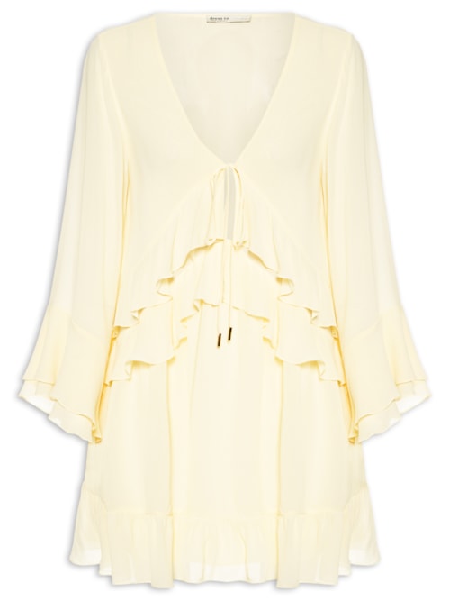 Vestido Curto GGT Babados - Amarelo