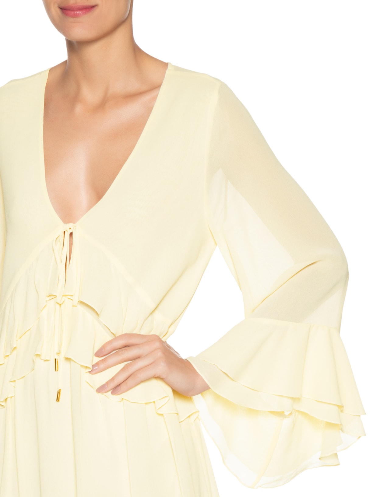 Vestido Curto GGT Babados Amarelo Dress To