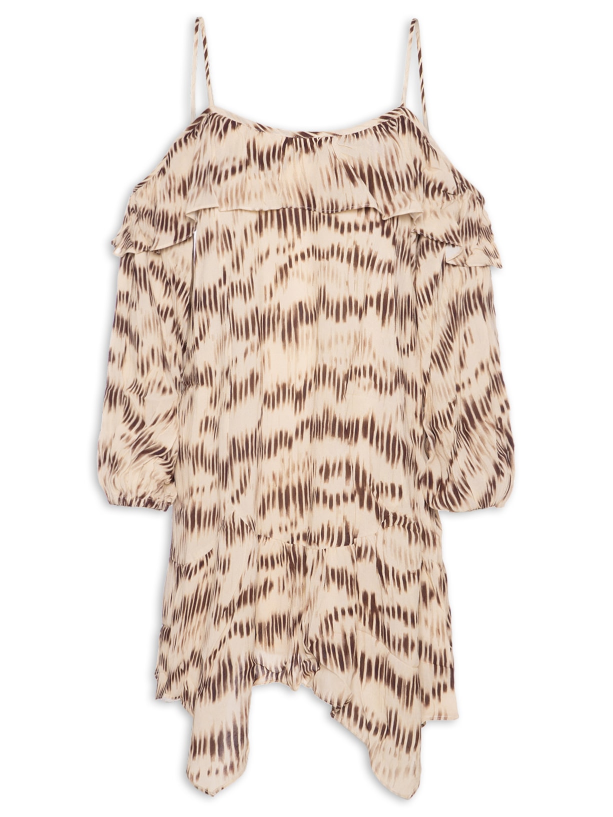 Vestido Curto GGT Estampa Echo - Bege