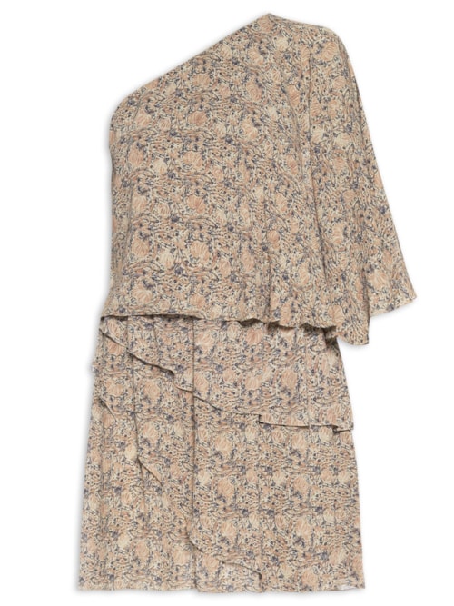 Vestido Curto Ggt Estampa Fable - Bege