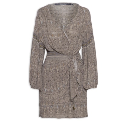 Vestido Curto GGT Estampa Olive - Cinza