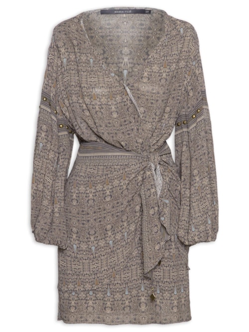 Vestido Curto GGT Estampa Olive - Cinza