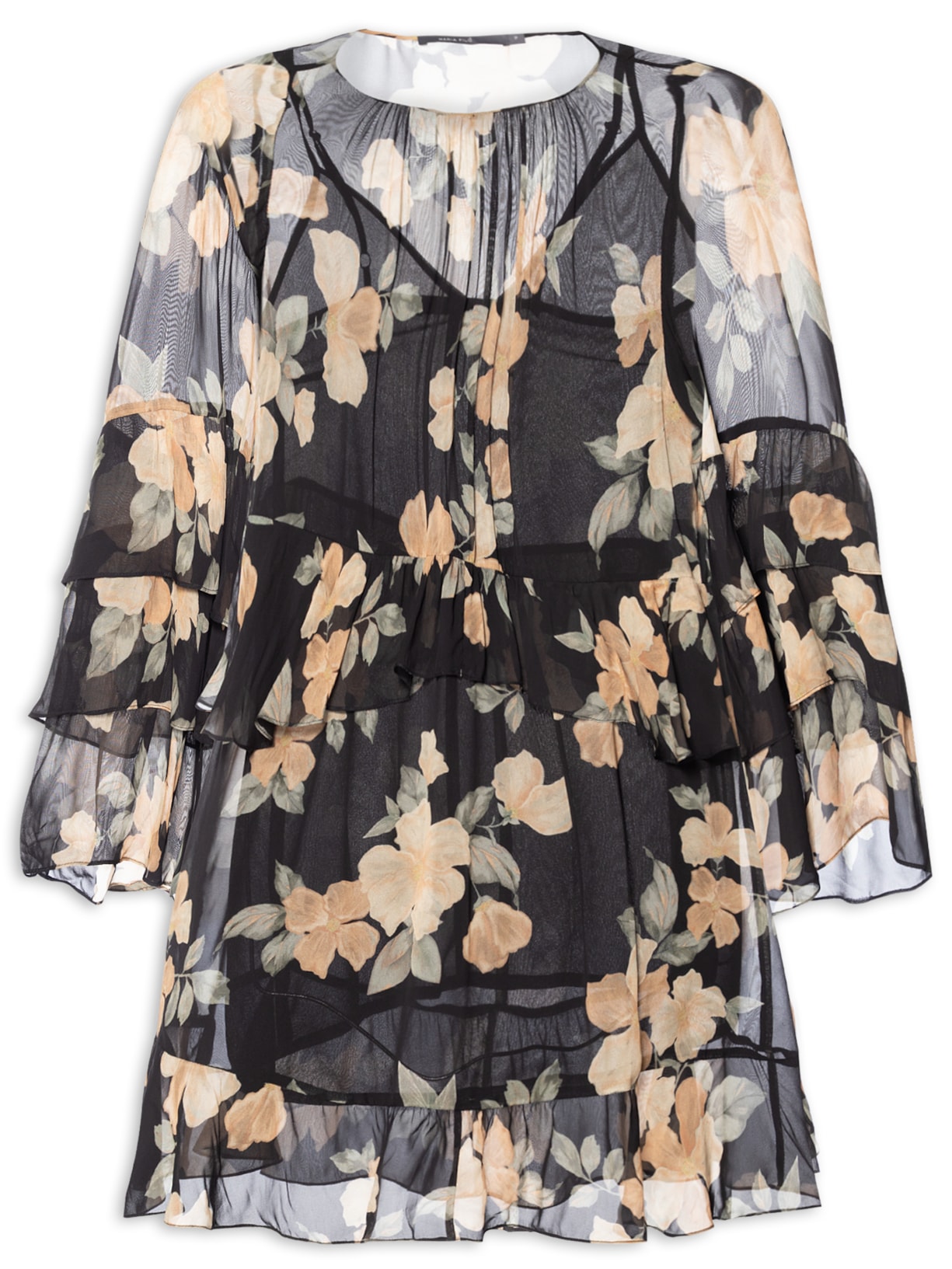 Vestido Curto Ggt Estampa Sunset - Preto