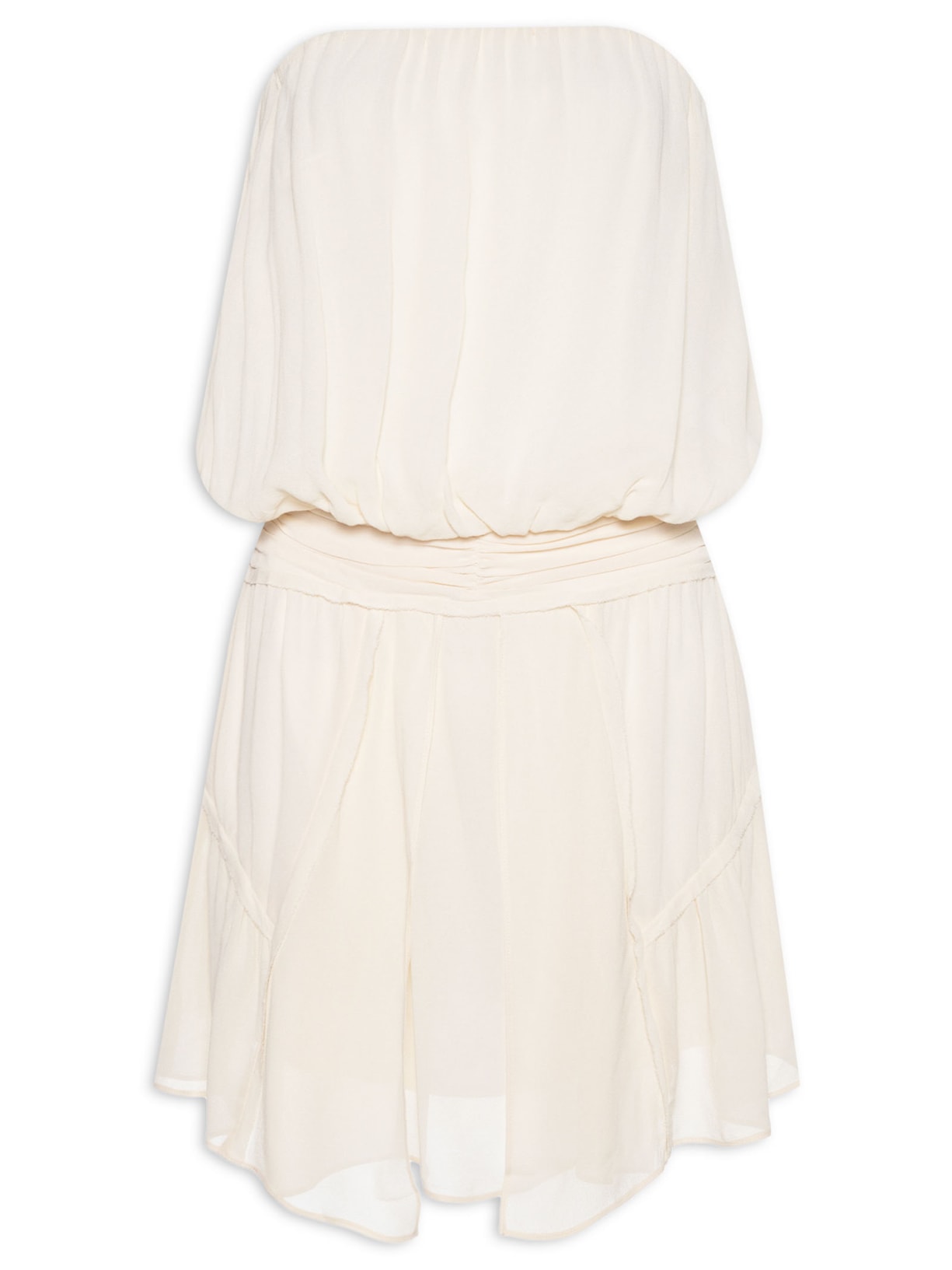 Vestido Curto GGT Saia Camadas - Off White
