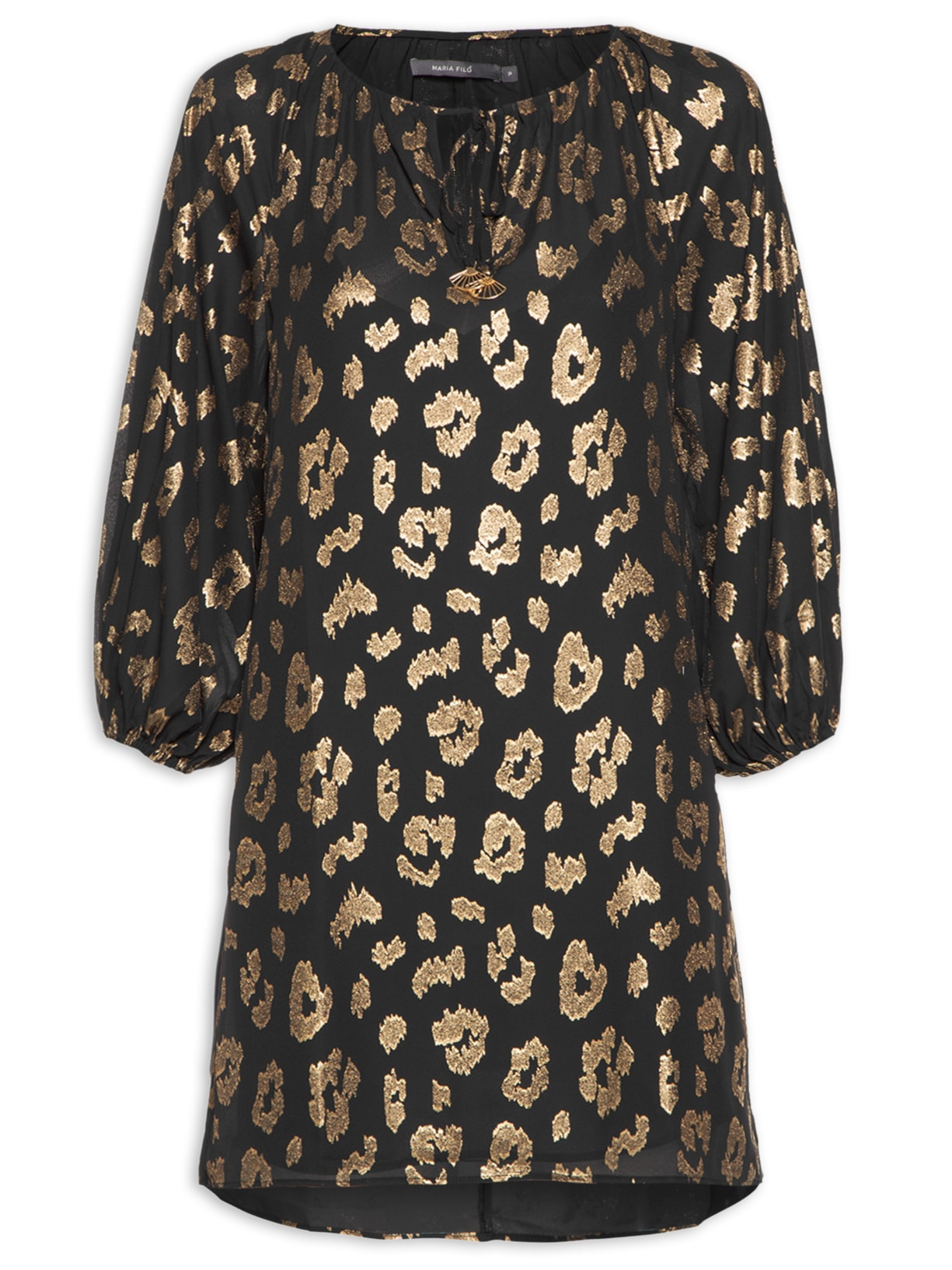 Vestido Curto Guepardo Foil - Preto