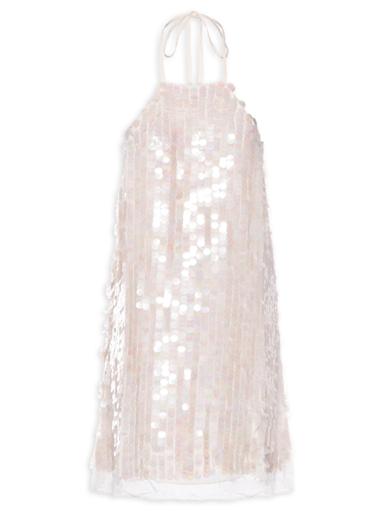 Vestido Curto Halter de Paetês - Bege