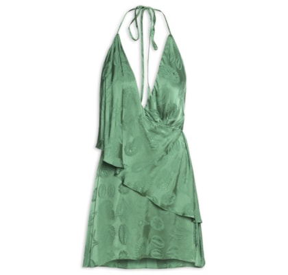 Vestido Curto Jacquard Conchas - Verde