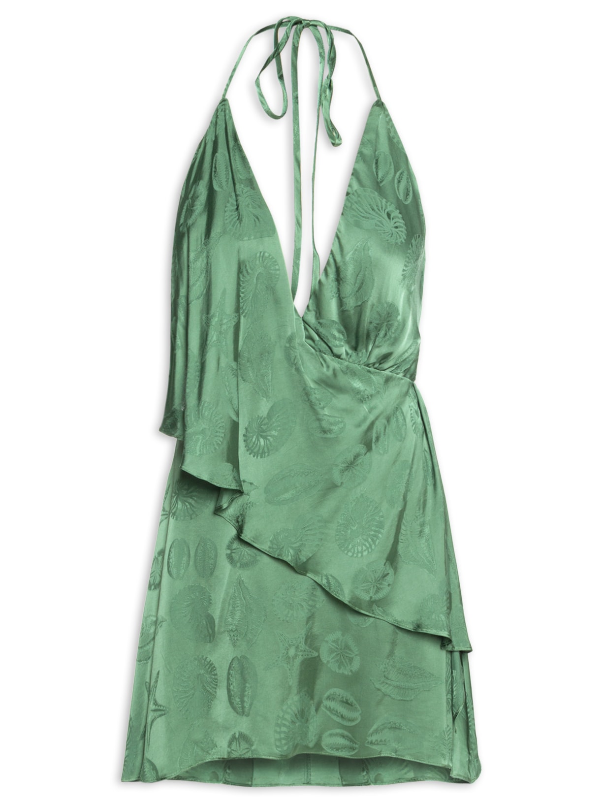 Vestido Curto Jacquard Conchas - Verde