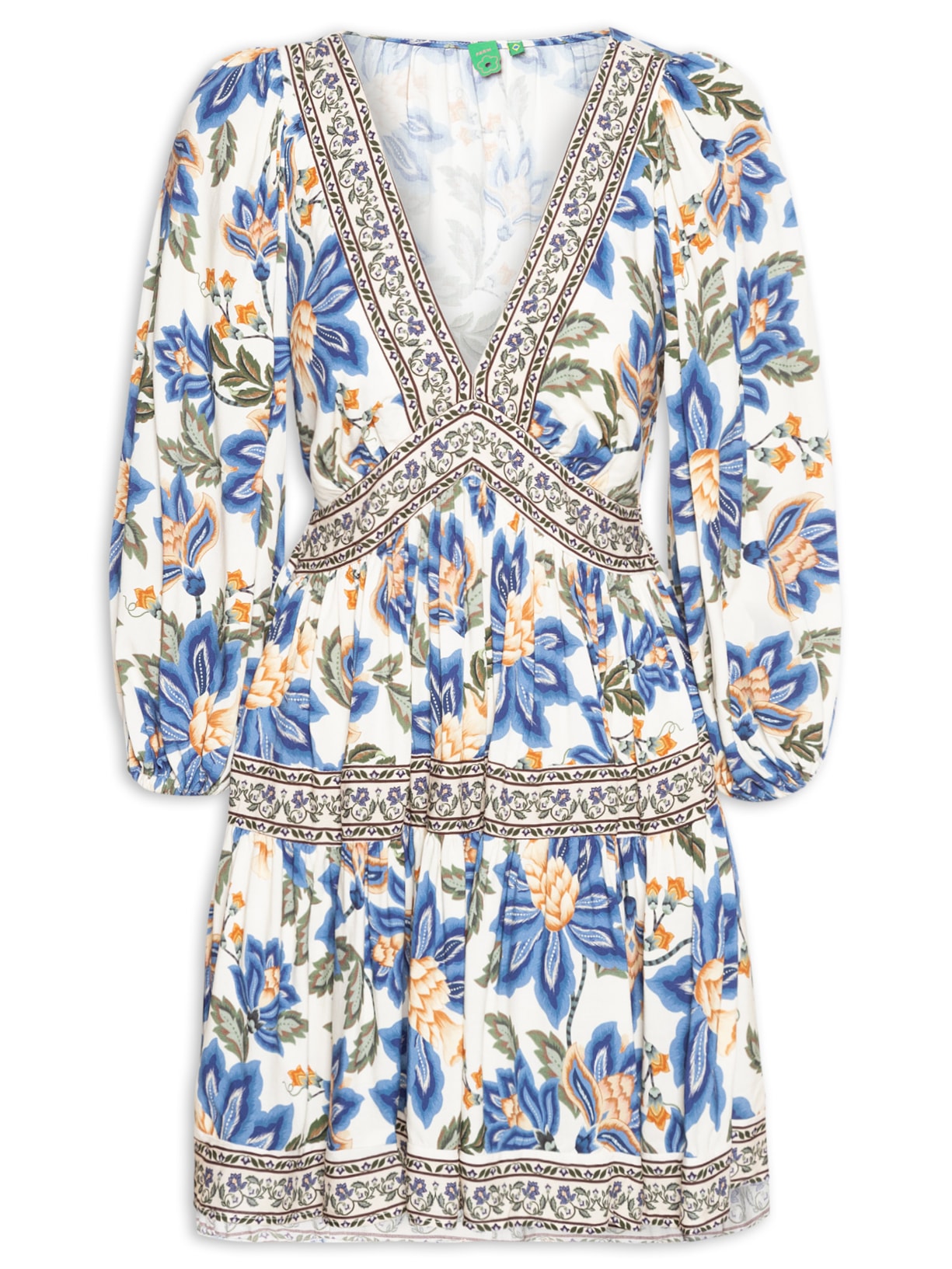 Vestido Curto Jardim Chintz - Off White