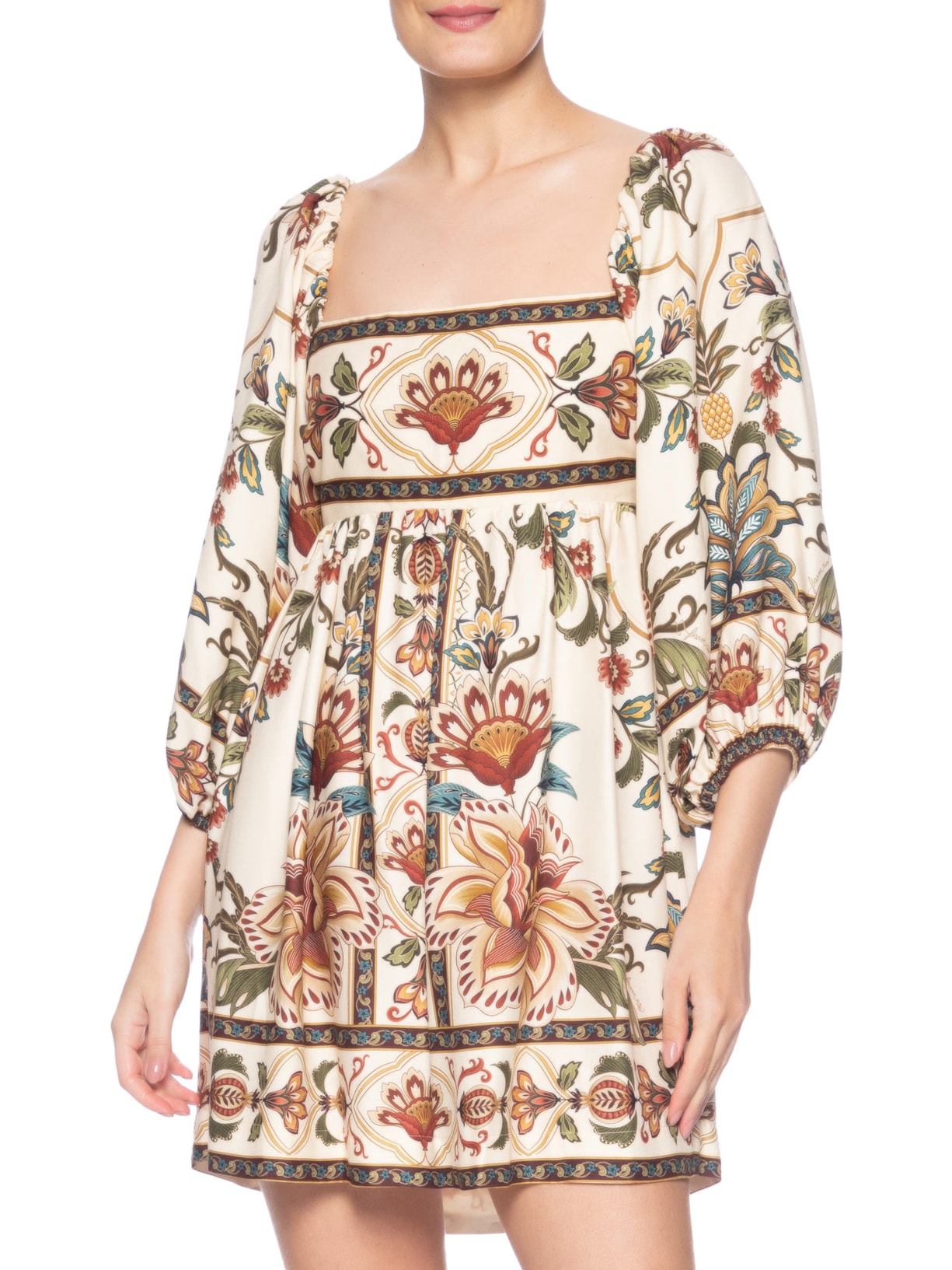 Vestido Curto Jardim Majestoso Bege  Farm