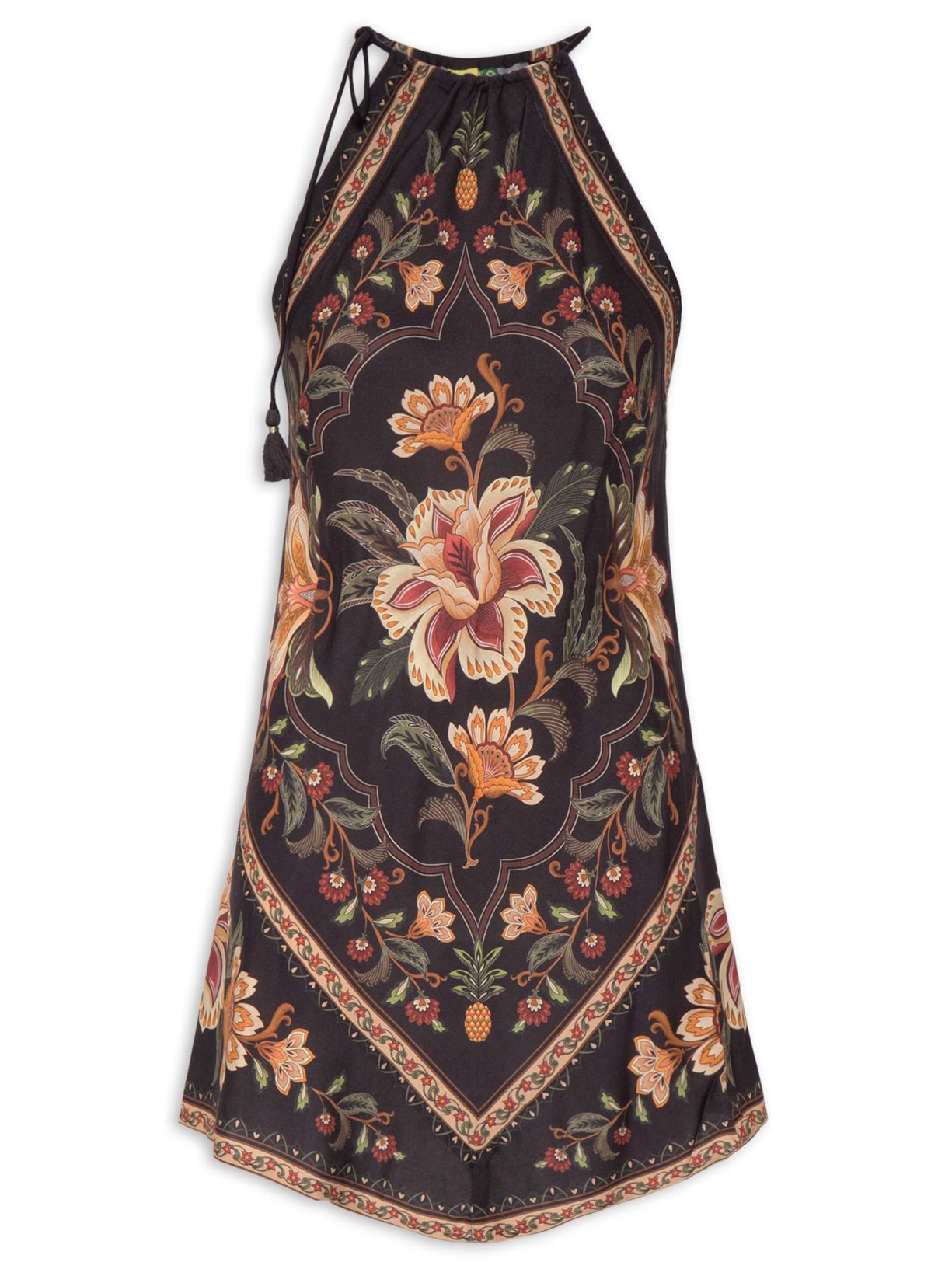 Vestido Curto Jardim Majestoso Preto Farm