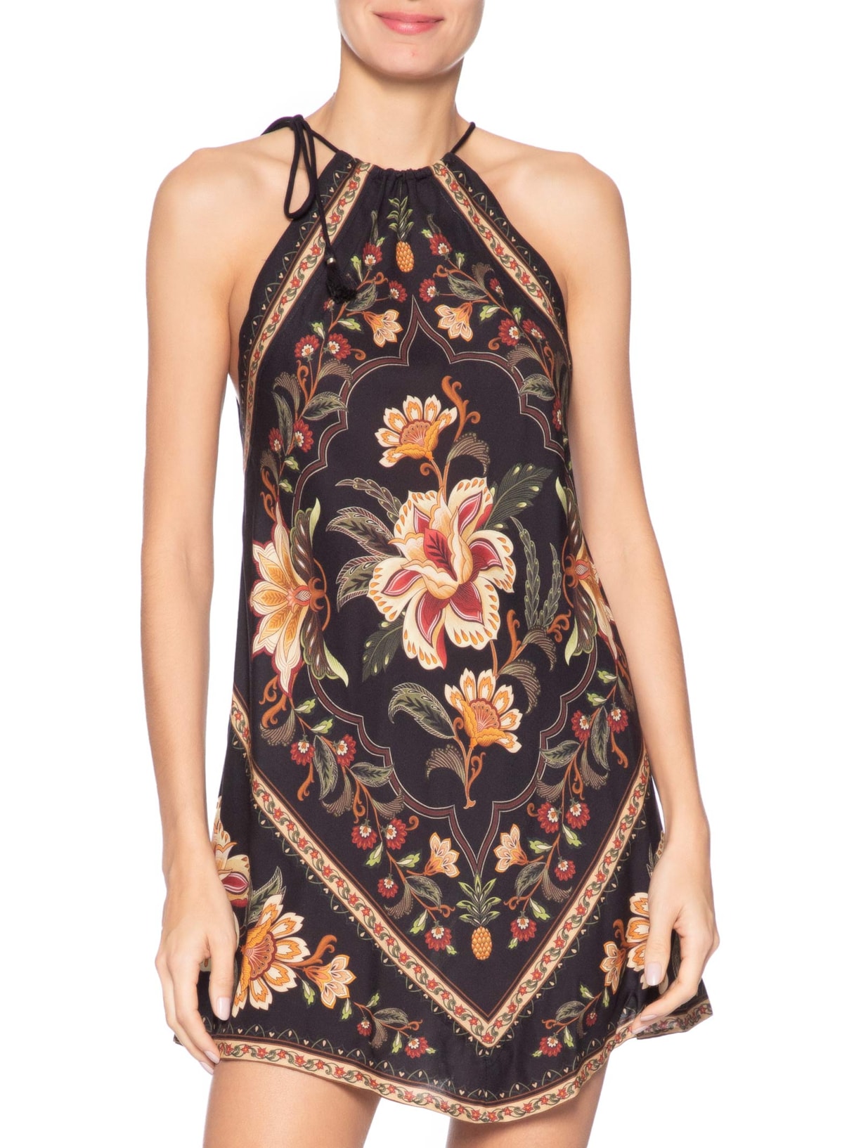 Vestido Curto Jardim Majestoso Preto Farm