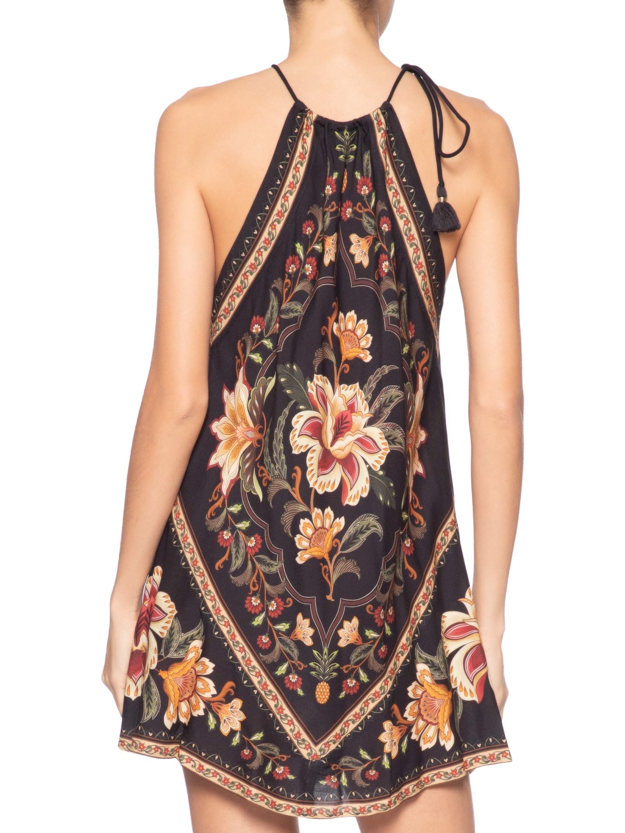 Vestido Curto Jardim Majestoso Preto Farm
