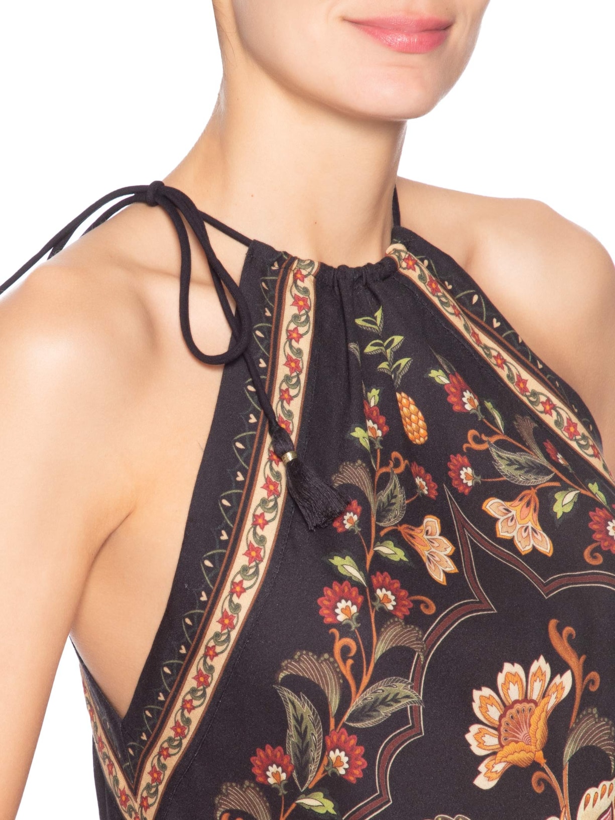 Vestido Curto Jardim Majestoso Preto Farm