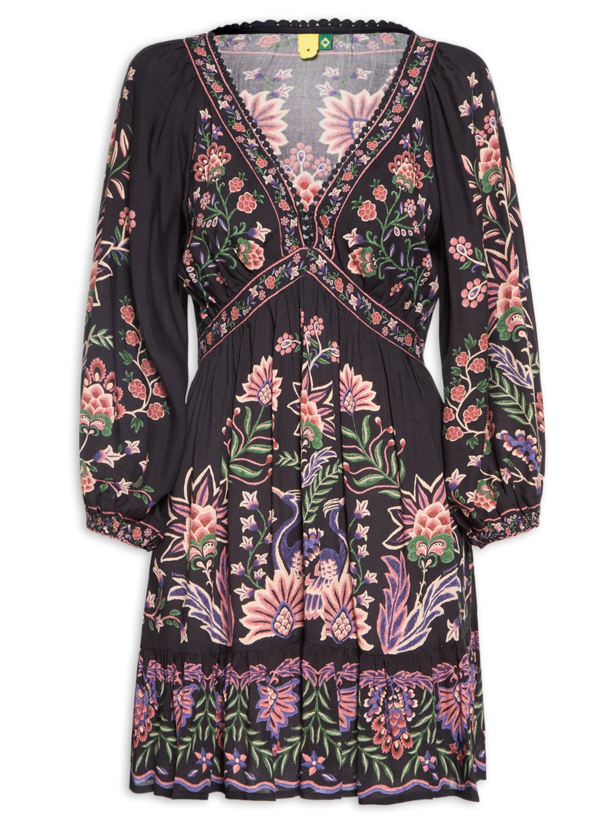 Vestido Curto Jardim Maravilhoso - Preto