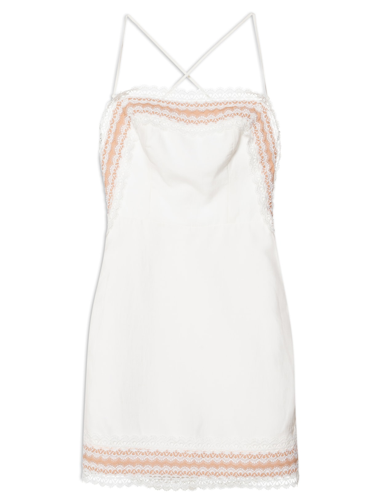 Vestido Curto Kate Moldura Renda - Branco