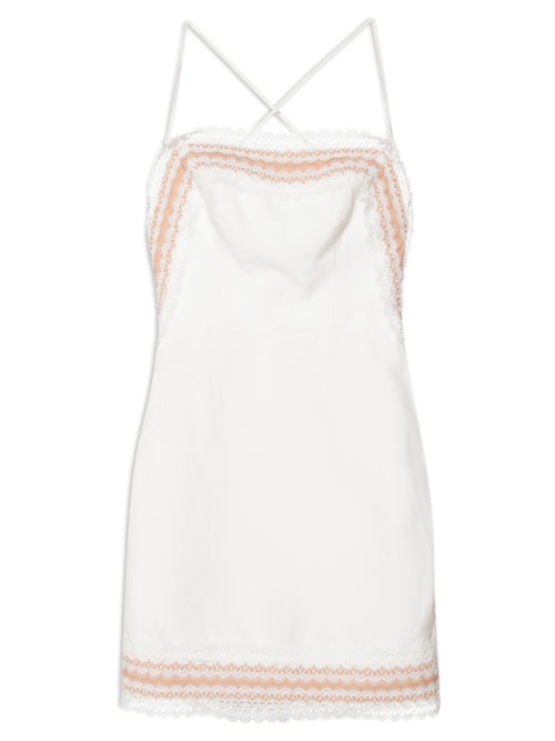 Vestido Curto Kate Moldura Renda - Branco