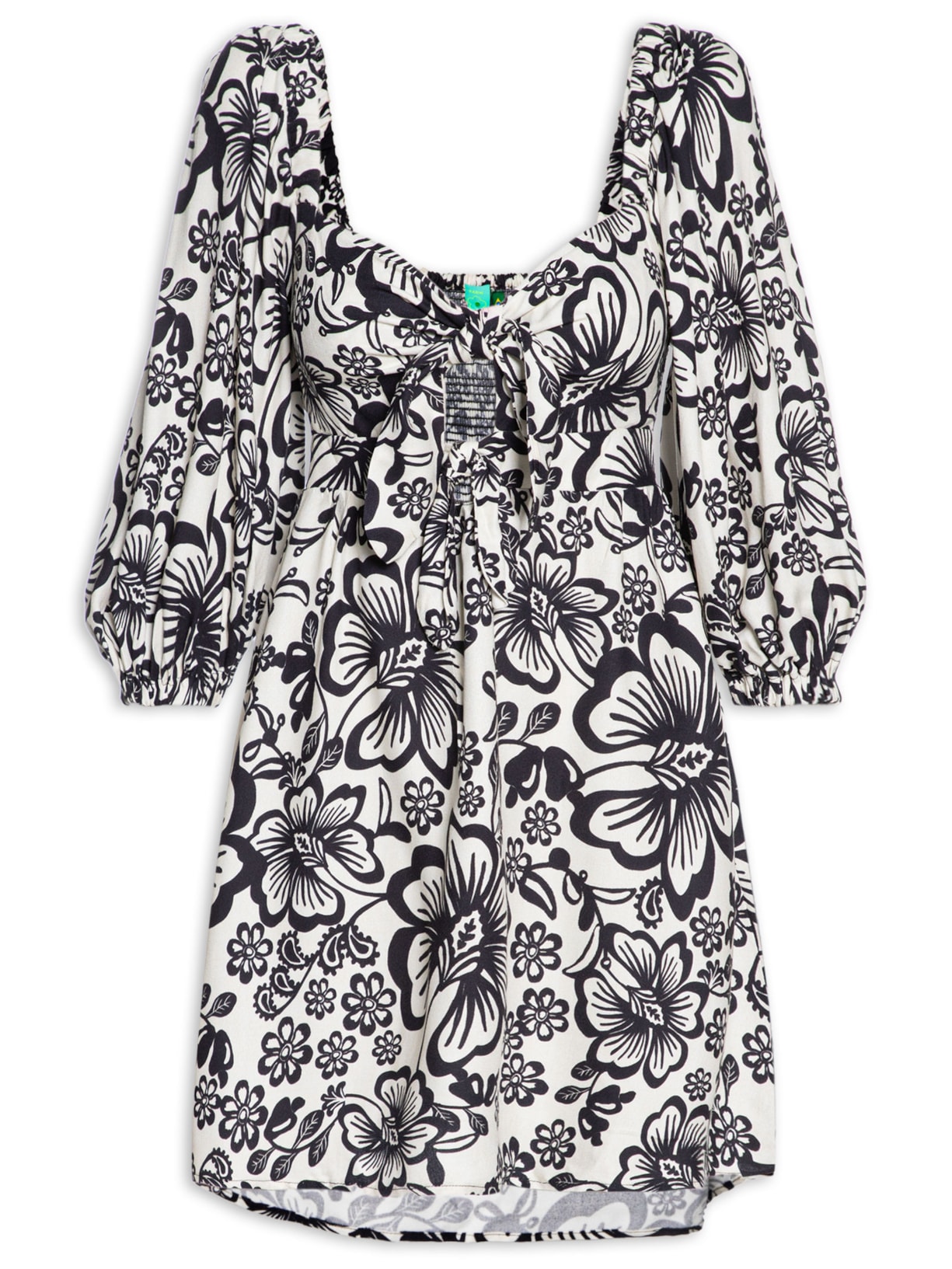 Vestido Curto Laço Frente Doce Caminho - Off White